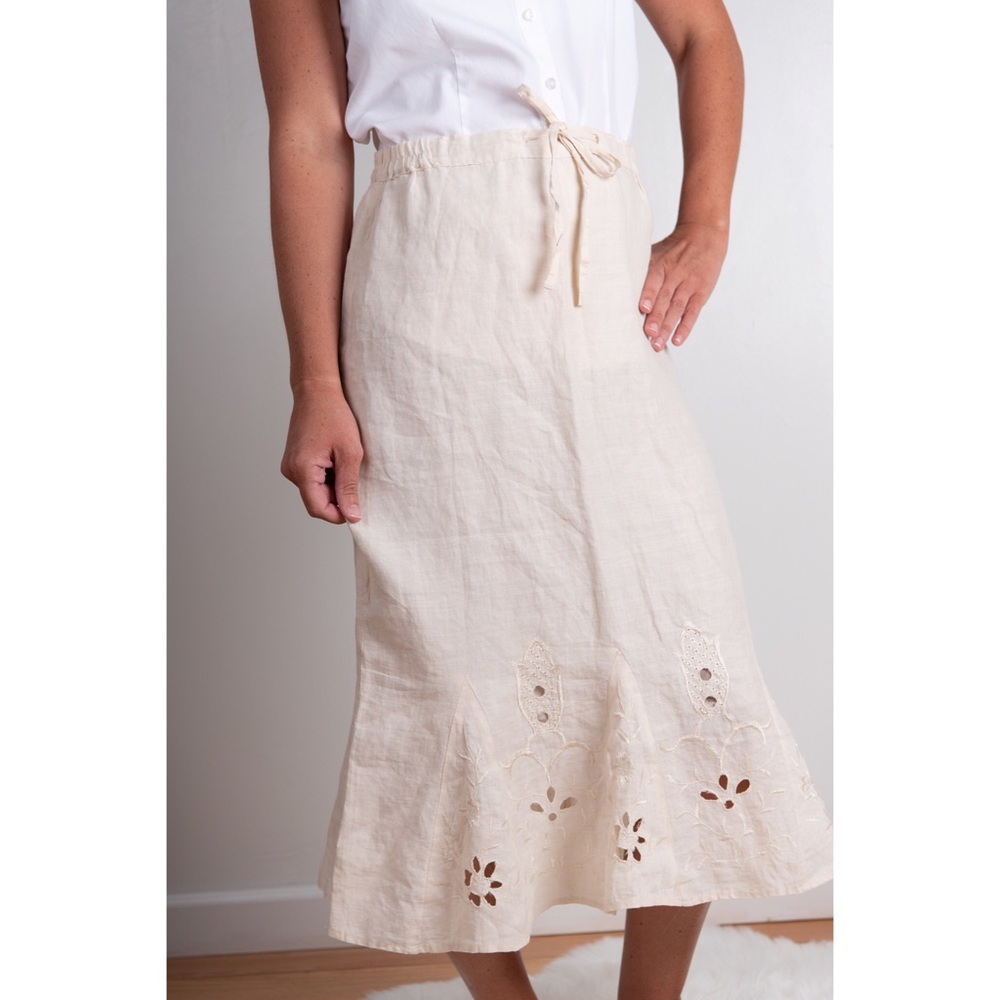 J.M.P. Fashions Linen Skirt W/Eyelet Design